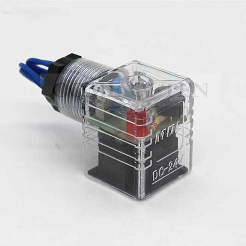 DIN43560A Full Wave Rectifier Ac220 or AC24V Hydraulic Solenoid Valve Plug Input Ac Output Dc Ac To Dc Indicator