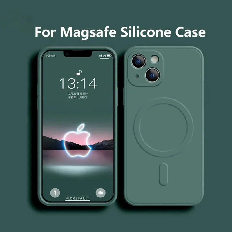 Für Magsafe Magnetisches Kabelloses Laden Kompatibel mit iPhone 16 15 14 13 12 11 Pro Max Mini Weiche Flüssigsilikon Stoßfeste Hülle