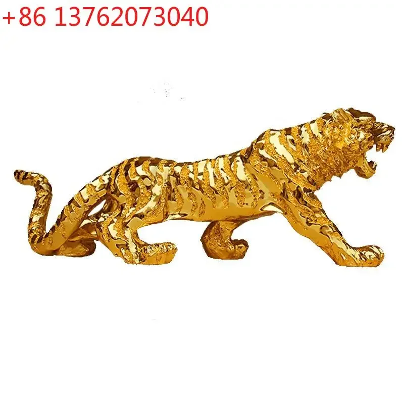 140 cm gold and silver tiger and leopard resin craft animal sculpture