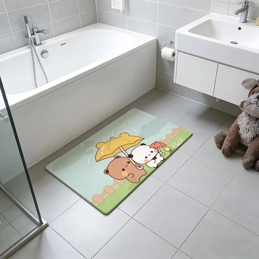 cute B-Bubu and Dudu Floor Mat Absorbent Floor Mat Non-Slip Entrance Rug for Bathrooms Restrooms and Toilets