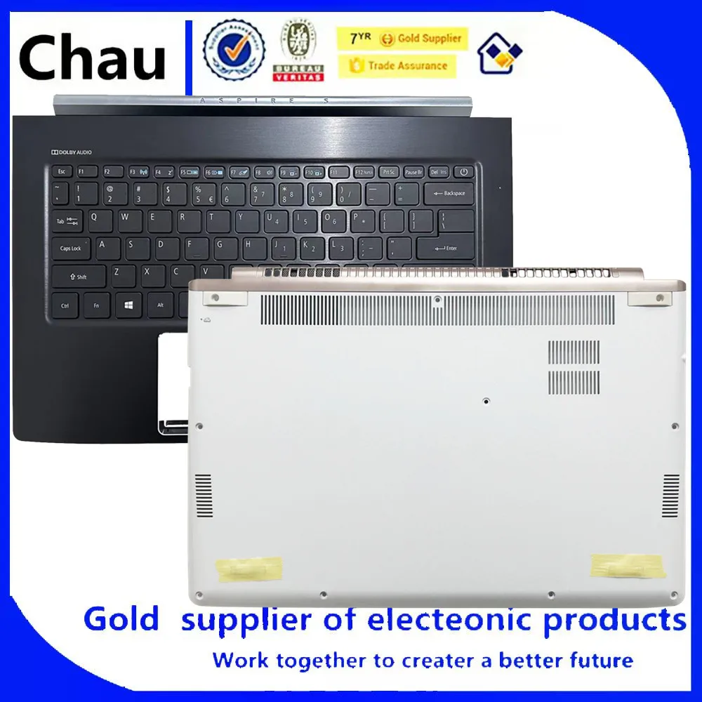 

New For Chau S13 S5-371G SF514-51 N16C4 Laptop Upper Case Palmrest Cover with keyboard/Bottom Base Cover