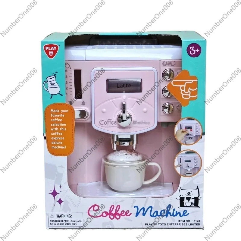 Realistic Electric Coffee Machine Toy Set with Water Tank & Sound, Real Brewing Function for Kids Pretend Play Kitchen