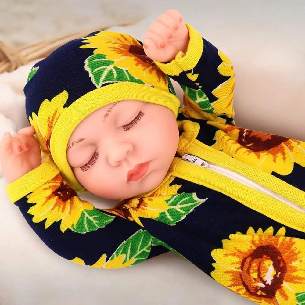 New-Born Reborn Doll, Baby Doll and Clothes, Washable Realistic Silicone Baby Dolls with Cute Jumpsuit Clothes, Christmas Gift