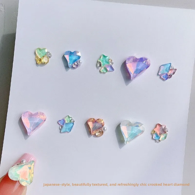 30pcsNew Arrival Mocha Protein Heart Shape Nail Art Rhinestones For Manicure DIY Nail Tips Accessories