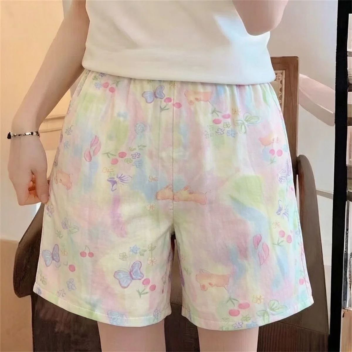 Loose Five-Point Sports Pants Thin Casual Running Shorts for Girls Hong Kong Style High School Students College Entrance Exam