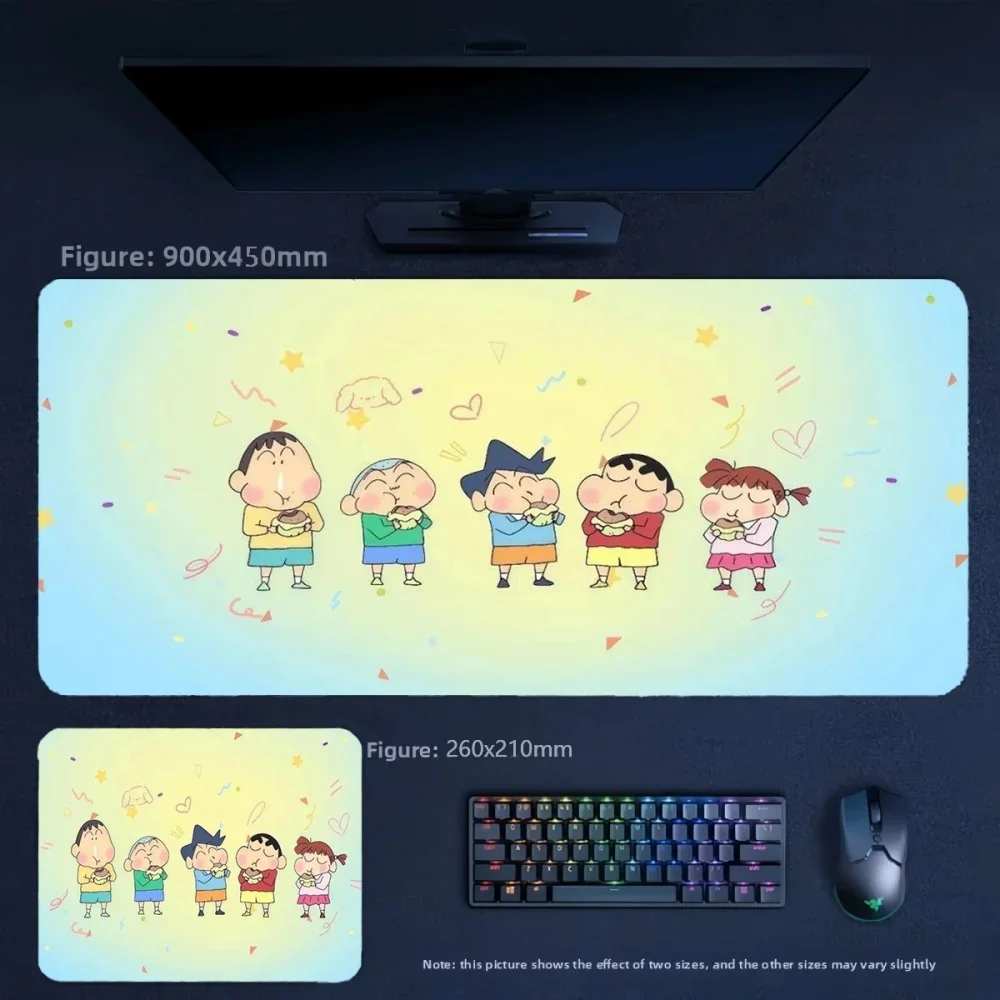 New Leather Mouse Pad Crayon Shin-chan and His Friends Pattern Large Size Table Mat Cartoon Animation Non-slip Leather Mouse Pad