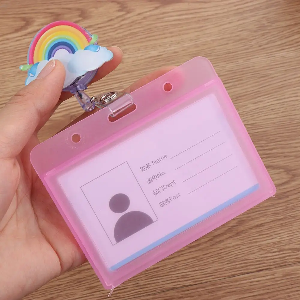 Cute Retractable Metal Clip Name Tags ID Badge Holder with Retractable Reel Badge Holders Business Work Card