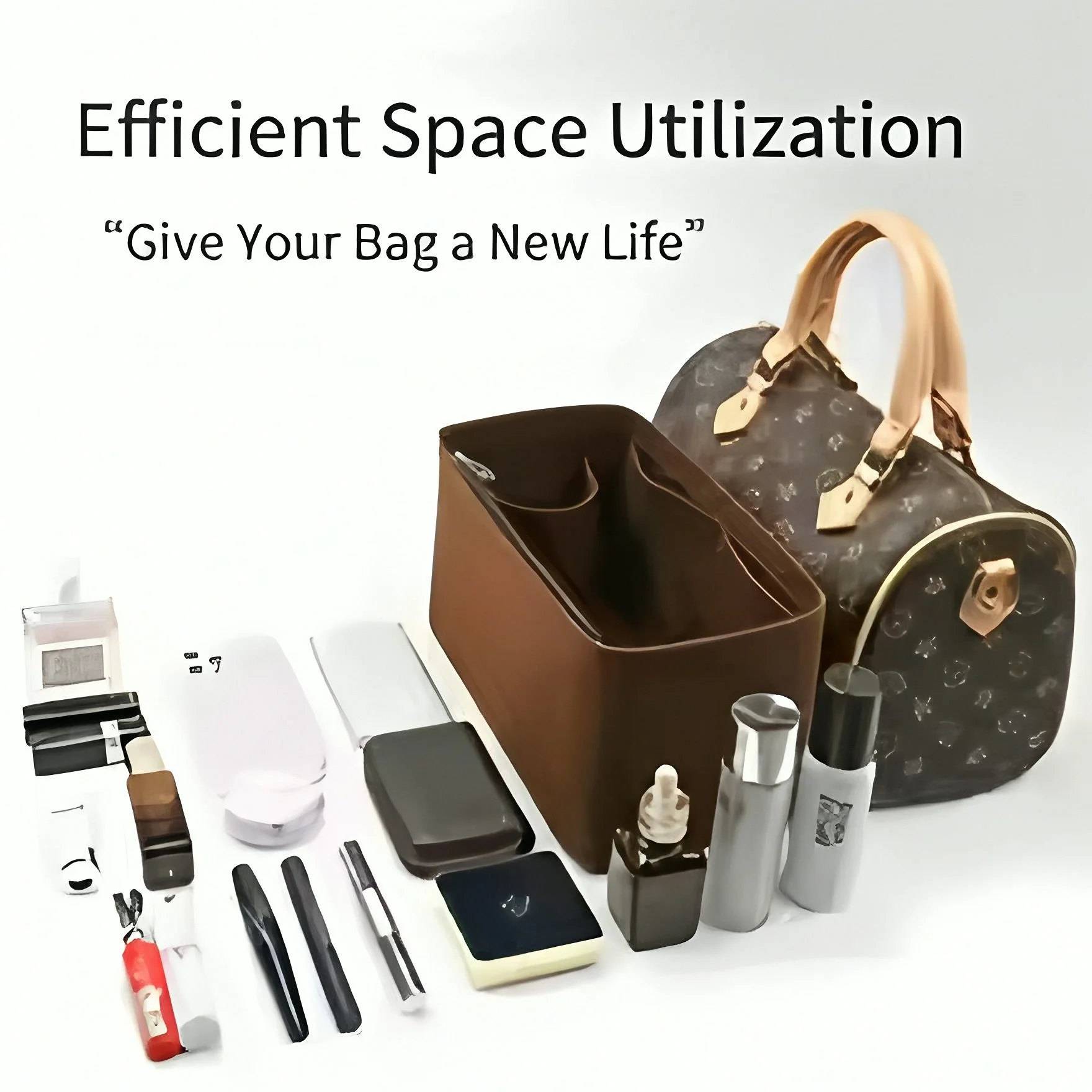Bag Organizer Insert Fit Speedy 25 30 35 Felt Handbag Liner Insert Multi Pocket Purse Storage Divider Shaper