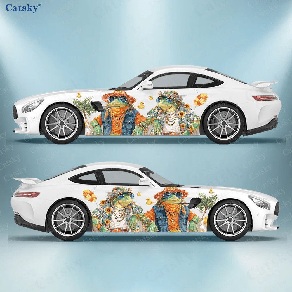 

Летняя рубашка с цветочным принтом в стиле хип-хоп, лягушка, волна, наклейка, для автомобиля и грузовика, прочная, устойчивая к выцветанию, легко снимается