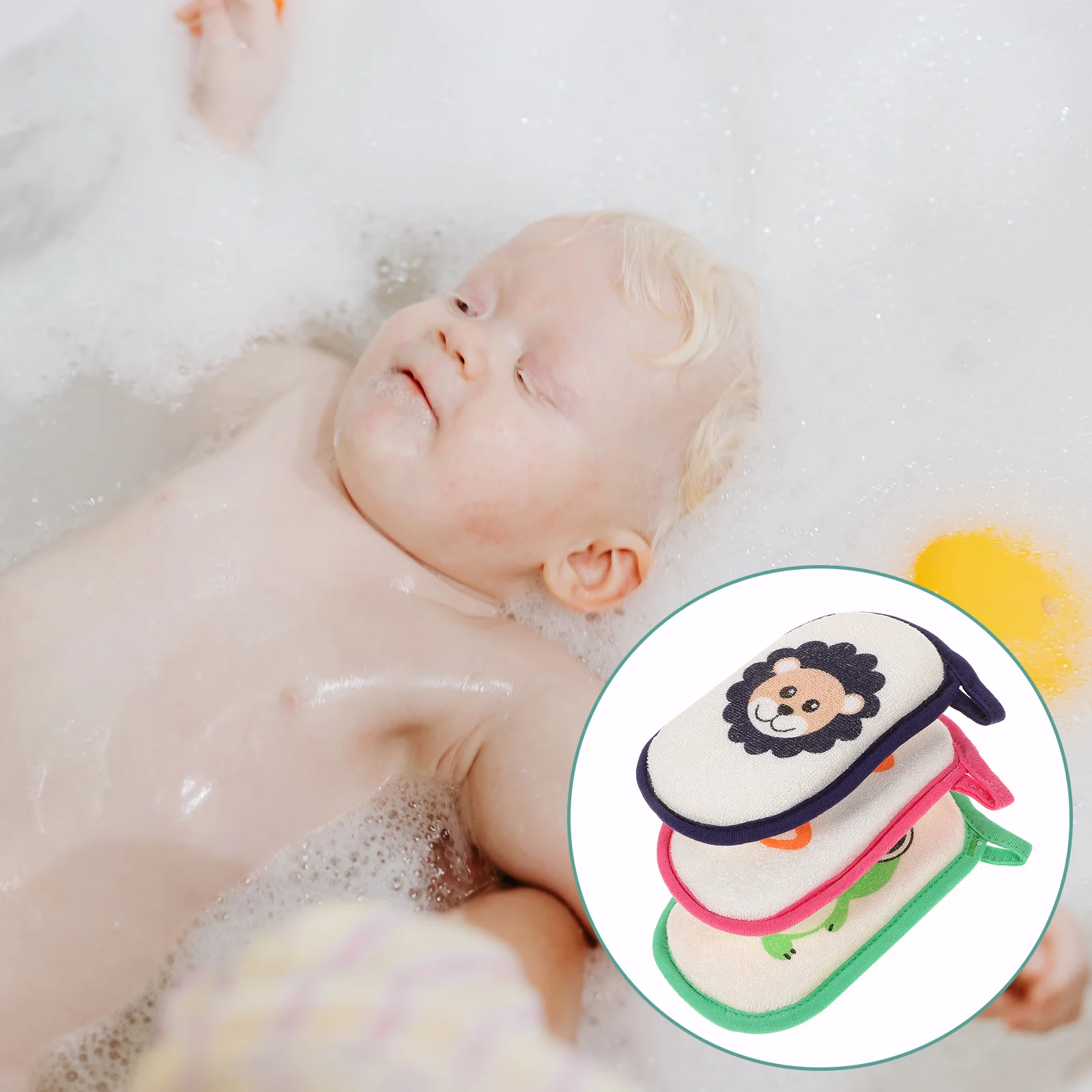 

3 pcs Cartoon Baby Bath Sponge Newborn Infant Shower Scrubber For Kids Deep Cleansing Body Massage Sensitive Skin Safe