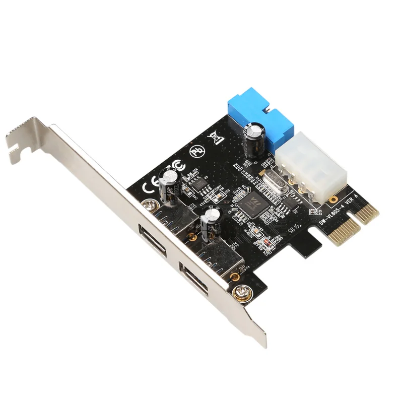 10PCS PCIe 익스프레스 2포트 듀얼 포트 USB 3.0 PCI E 컨버터 카드 USB 확장 카드