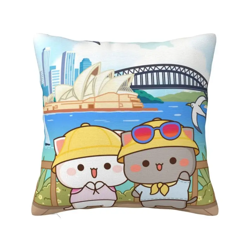 Custom Peach And Goma Mochi Cat Have A Holiday Nordic Throw Pillow Cover Car Cushion