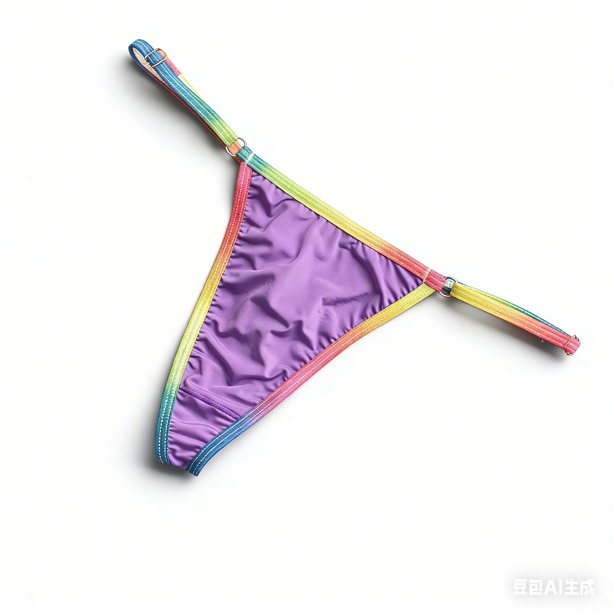 Damen Fruchtzucker-Farbiger Regenbogen-Tanga mit verstellbarem Bund, seidig glatte Eisseide, sexy T-Back Unterwäsche, Intim-Slip, Strand-Bikini
