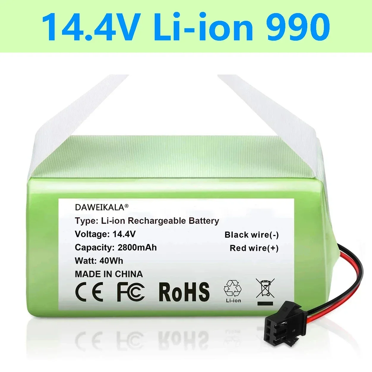 14.4V 3500mAh Li-ion Battery for For Conga 990 1090 Tesvor X500 Ecovacs Deebot N79 N79S DN622 Eufy RoboVac 11 11S RoboVac 30