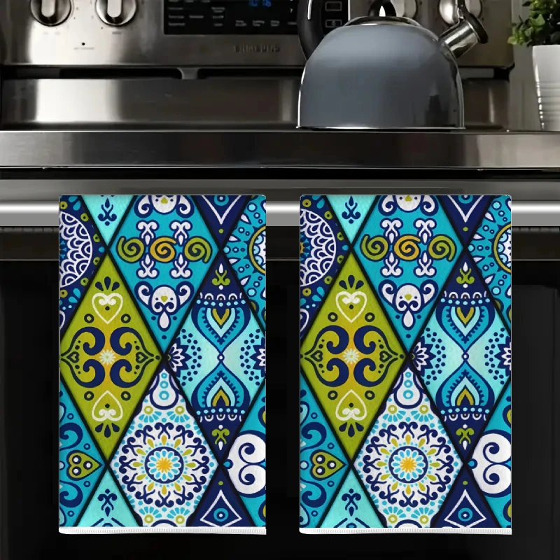 2 Stück, blau-grüne Mandala-Kü – Home Cooking Is The Best Bewertung und Preis