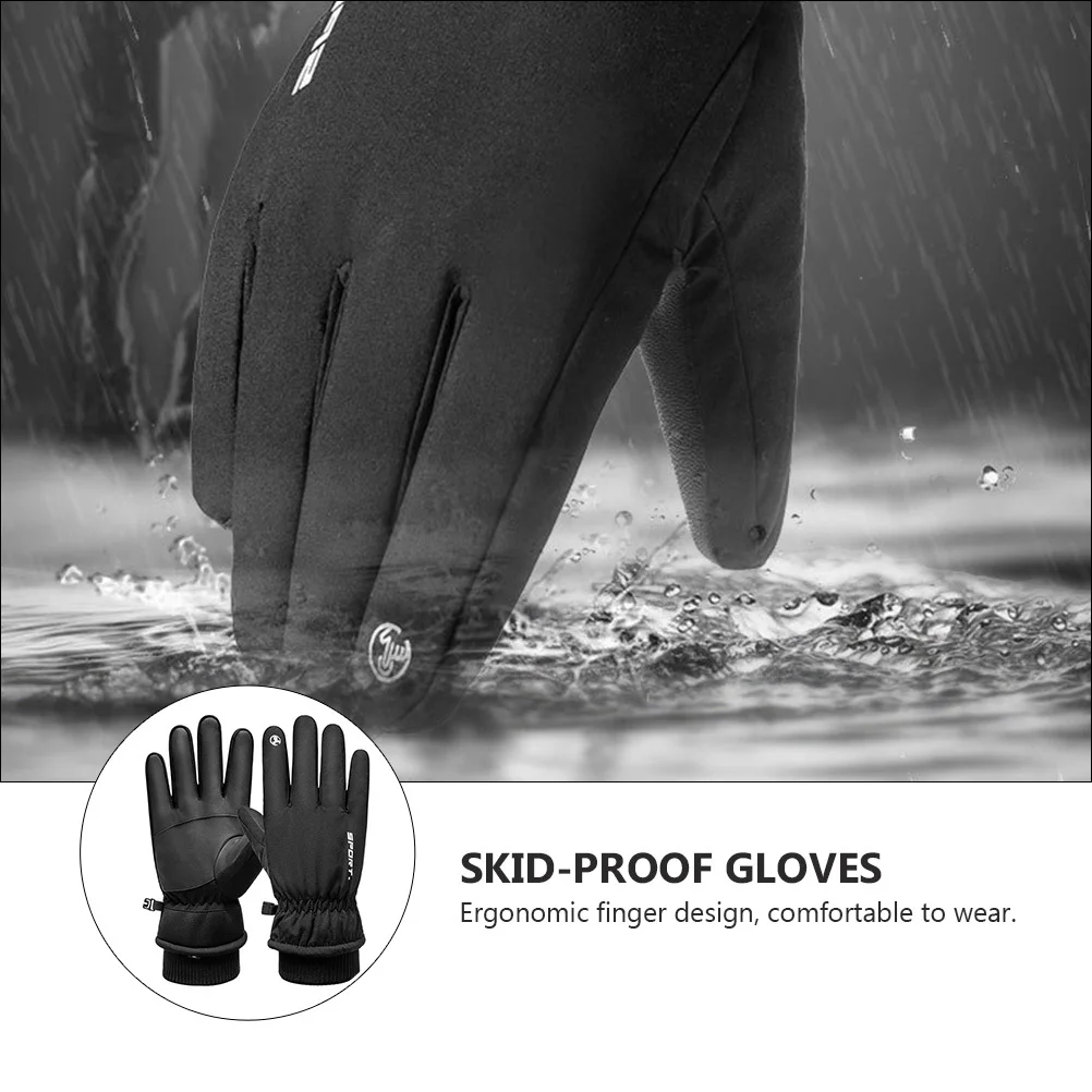 

1Pair Thermal Riding Gloves Long Cuff Elastic Closure Skid-Proof Palm Velour Material Winter Gloves for Men Women Cycling