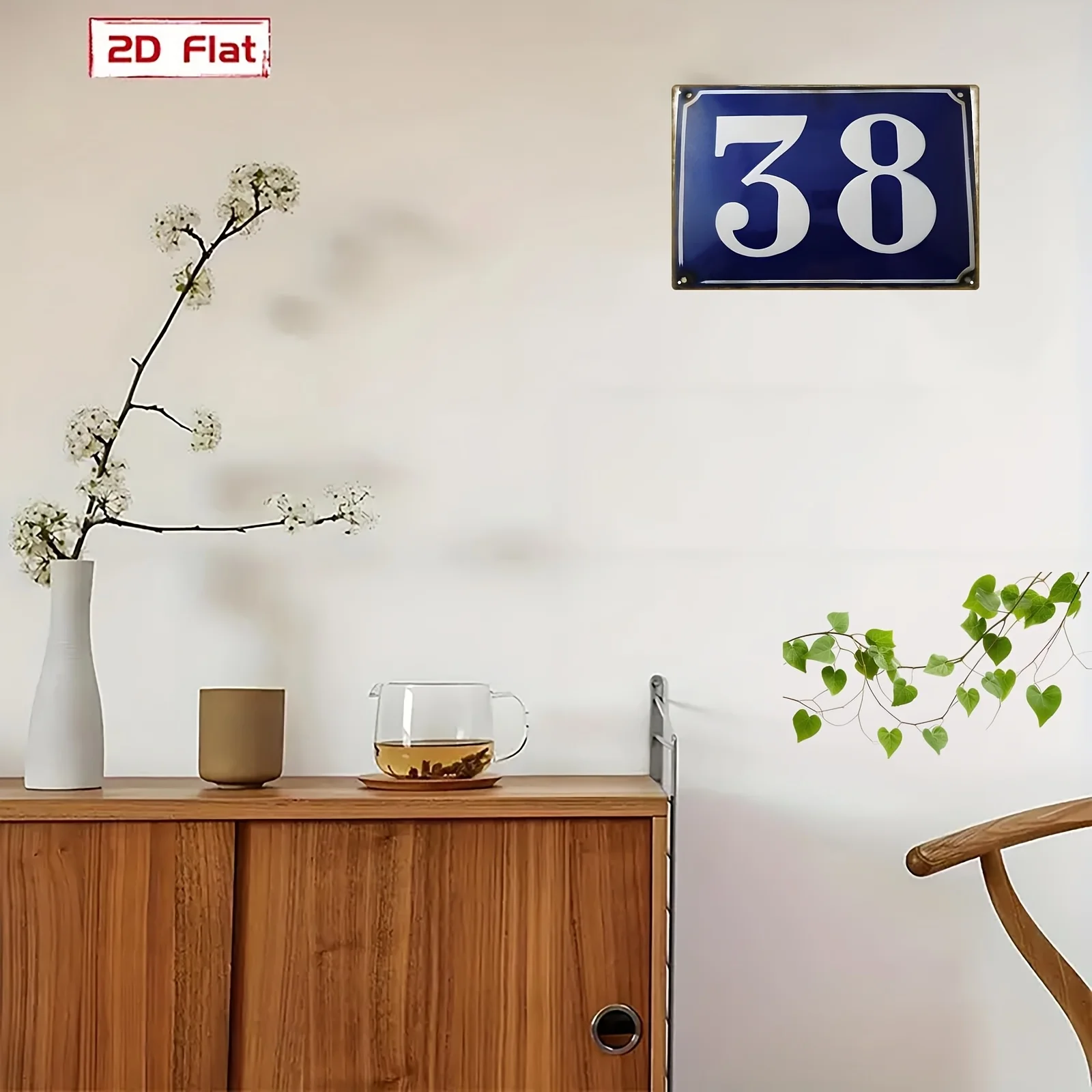 2D Flat - 2D Plane - Durable Construction, Rustic Iron House Number 38 Sign - 8X12 Inches, Easy-To-Read Wall Mounted Metal Addre