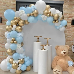 Globo de látex para fiesta de cumpleaños, telón de fondo para fiesta de boda, arco para Baby Shower, ambiente blanco y dorado, color azul, piezas, 103