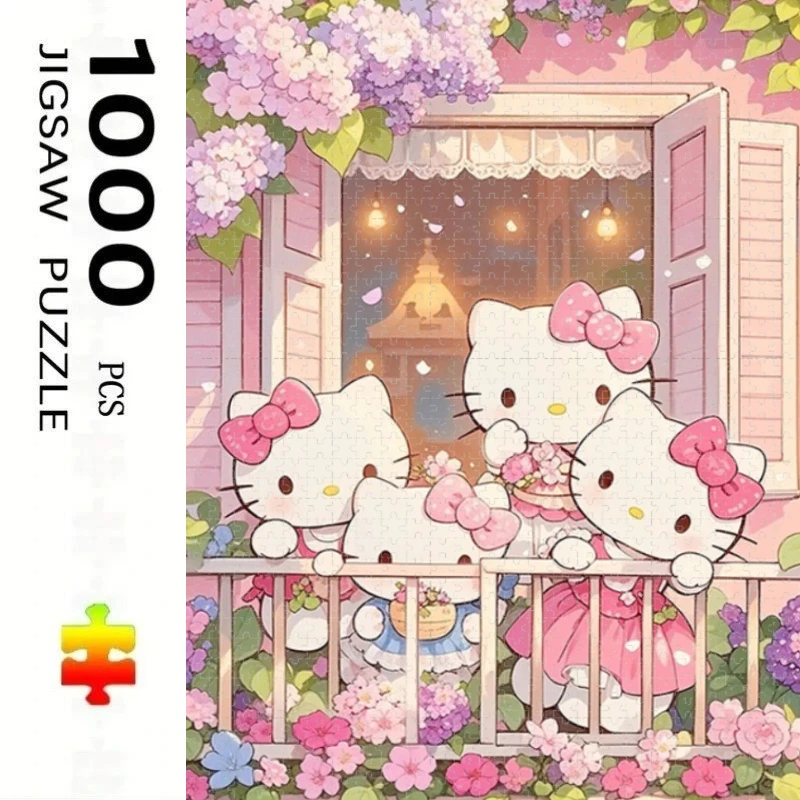 Jigsaw Puzzles 500/1000 PCS Adults Hello Kitty Cartoon Theme Home Puzzle Stress Relief Entertainment Toys Puzzles Festival Gift