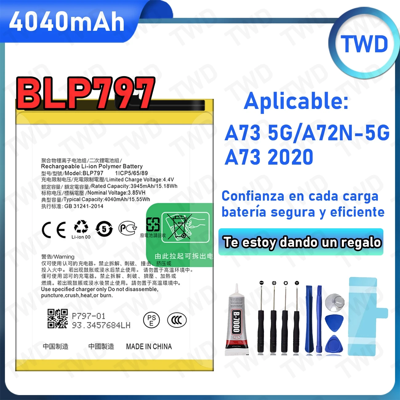 

BLP797 Large capacity Battery For OPPO A73 5G/A72N 5G/A73 2020 Batteries New High Quanlity+Free Tools