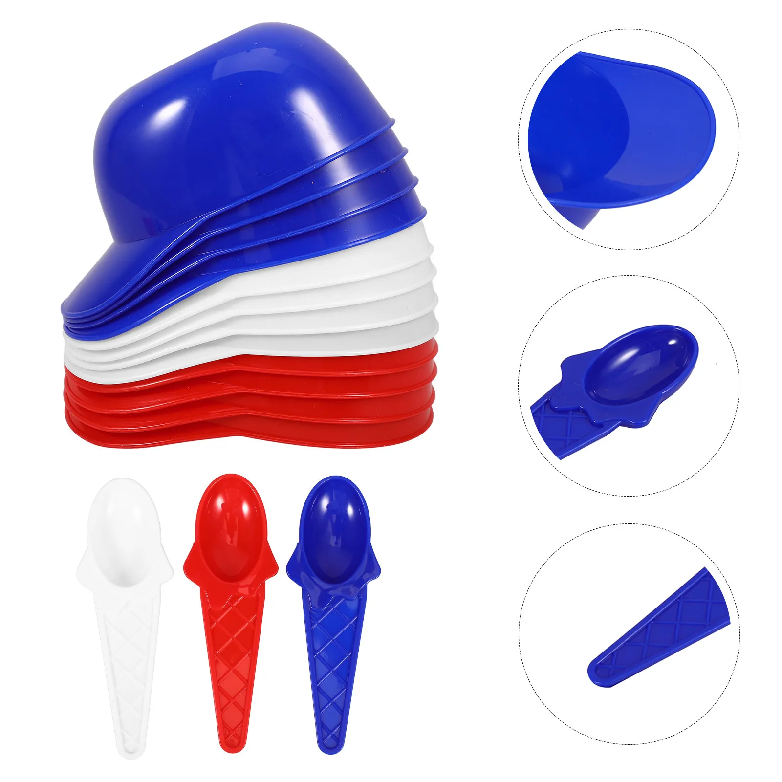 12Pcs Ice Cream Bowls Reusable Plastic Hat Shape Bowl Exquisite Dessert Container Multipurpose Kitchen Supplies Fruit Salad