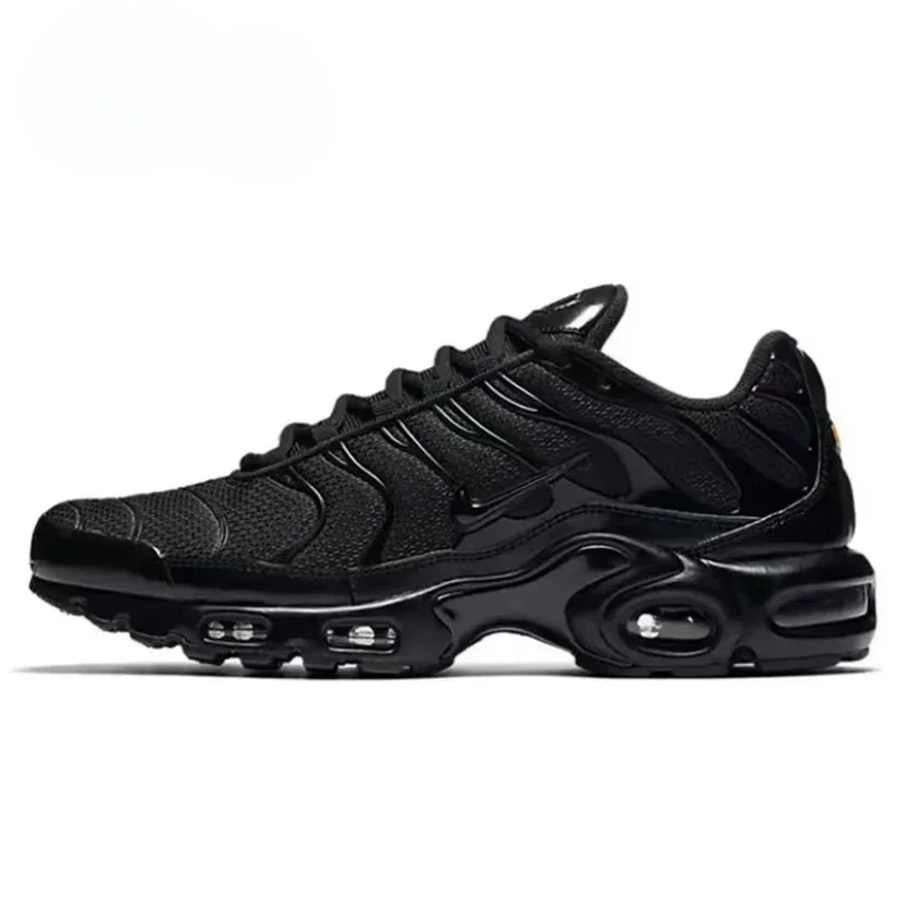 Nike Air Max Plus TN Men and Women Running Shoes Retro Triple Black Low Top Unisex,Height Increasing Sports Shoes