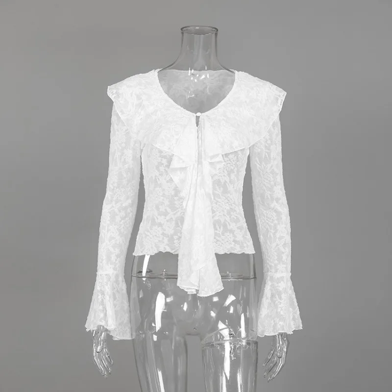 Tuularose Elegant Lace Top Fashion Ruffled Lace Patchwork Solid Shirt Sexy Cutout Commuter Chic New Streetwear 2026 Women's Tops