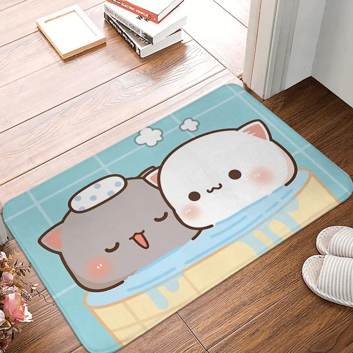 

Bathroom Non-Slip Carpet Peach And Goma Mochi Bathing Bedroom Mat Welcome Doormat Floor Decor Rug