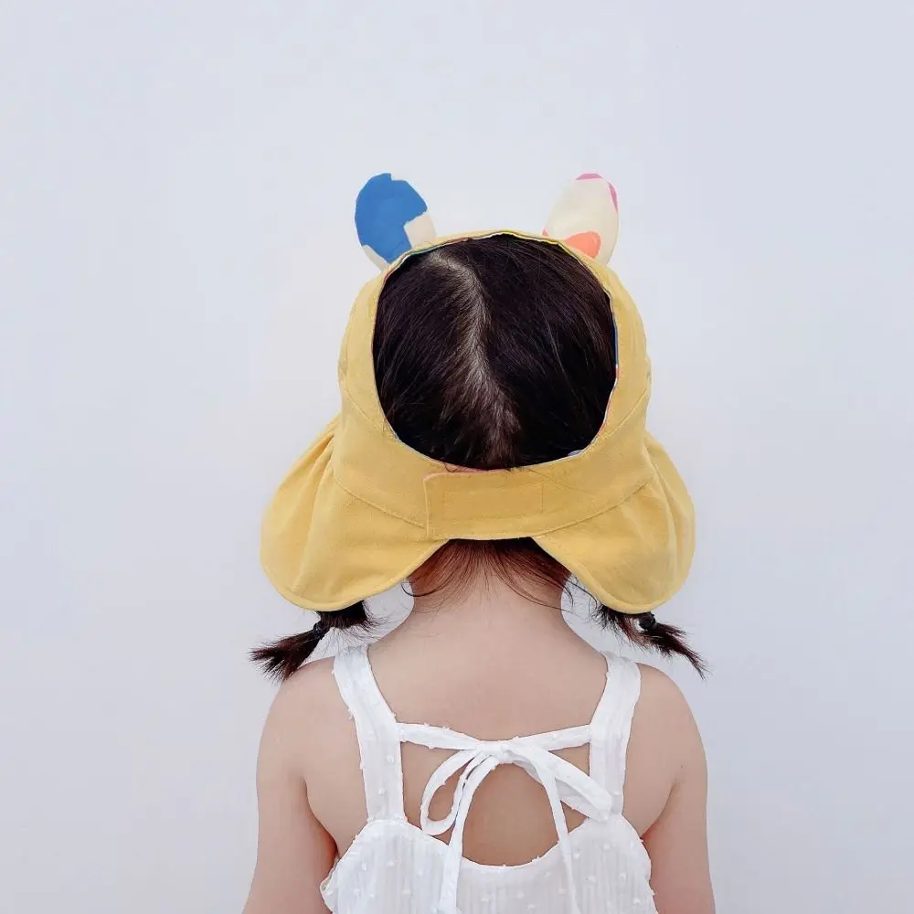 Sombrero de protección solar para niños y niñas, gorra de alero grande, doble cara, sombrero de copa vacío, lindo Conejo, Sombrero de Panamá