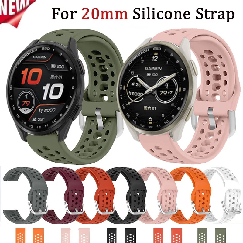 Silicone Band For Garmin Approach S70 42mm/S50/S40/S42 Strap For Garmin Forerunner 55 158 165 245 645/SQ2 Music/Vivoactive 6 5 3