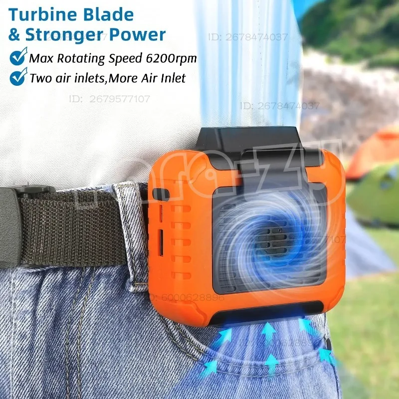 New Portable Air Conditioner,Waist Clip Fan With 5-8H,Neck Fan,3 Speeds, USB Rechargeable,for Summer Outdoor Work Jobsite H