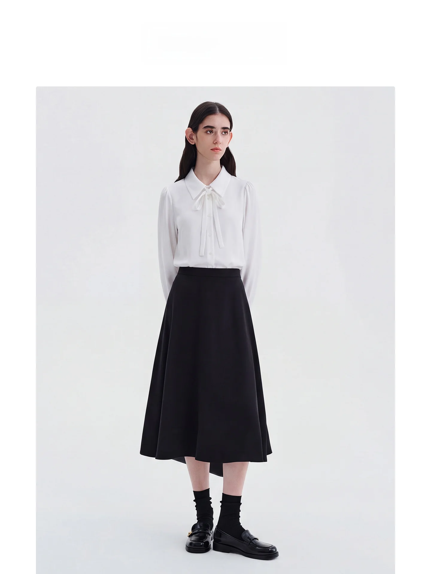 

LeLenths Knot Long Sve White irt Women's Ele Office Commute Interview Suit Polyester Fiber Straight Cut