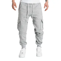 2024 Mens Sweatpants Straight Fit Joggers for Sports and Streetwear Loose Oversized Drawstring Long Pants Men Multi-pocket Pants