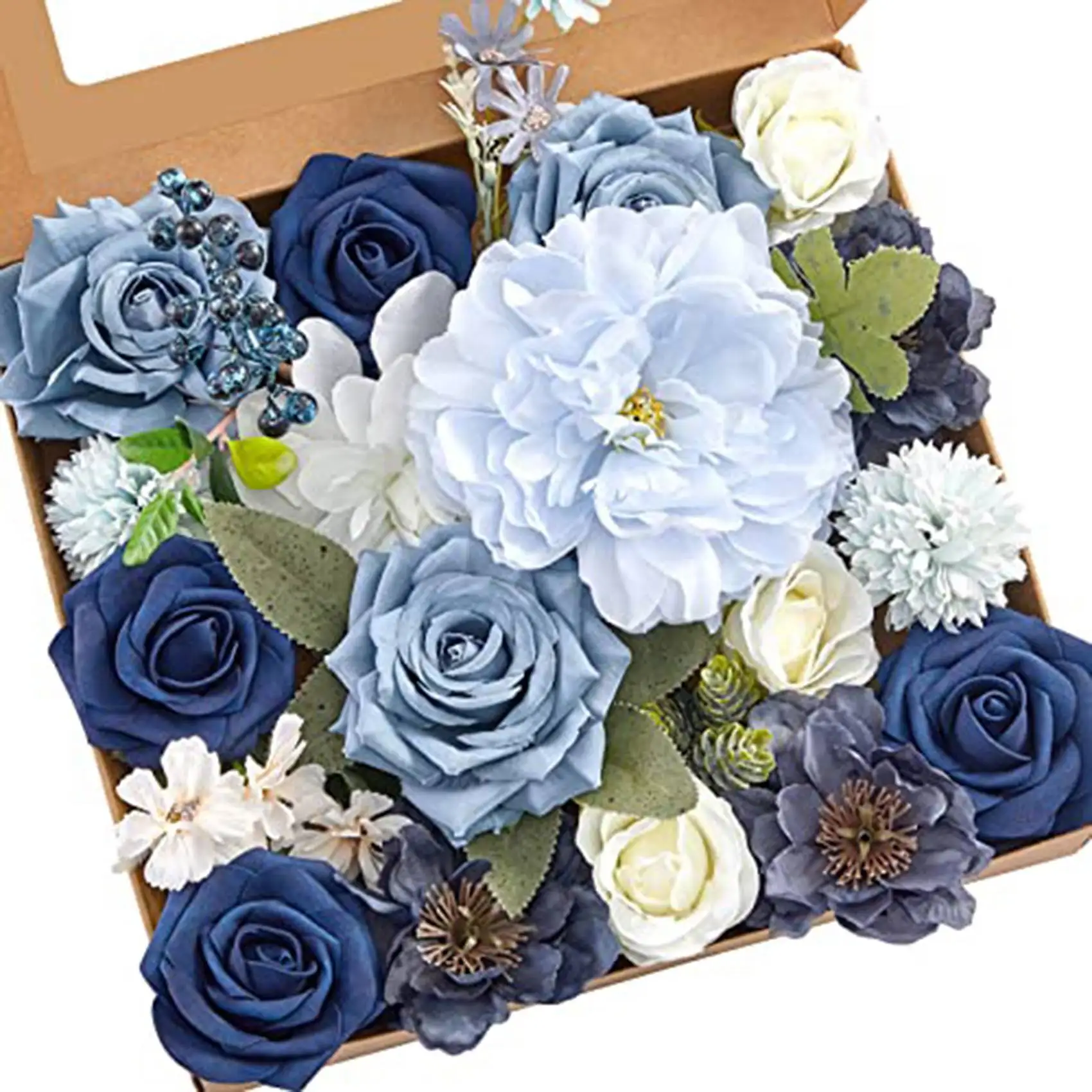 Dusty Blue Flowers Combo for DIY Wedding Bridal Bouquets Centerpieces Home Decorations