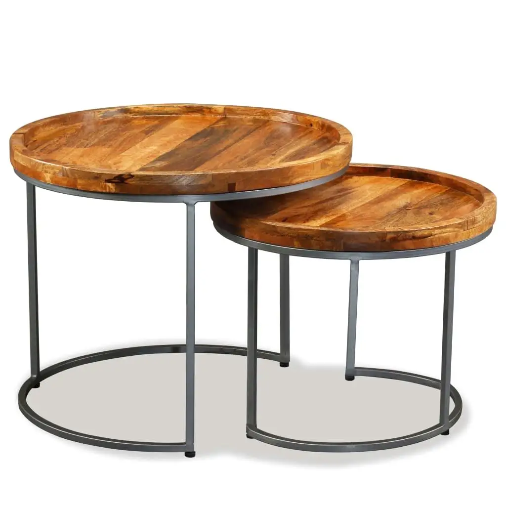 Table d'Appoint en Bois Massif, Accessoire Durable pour Meubles, 2 Pièces