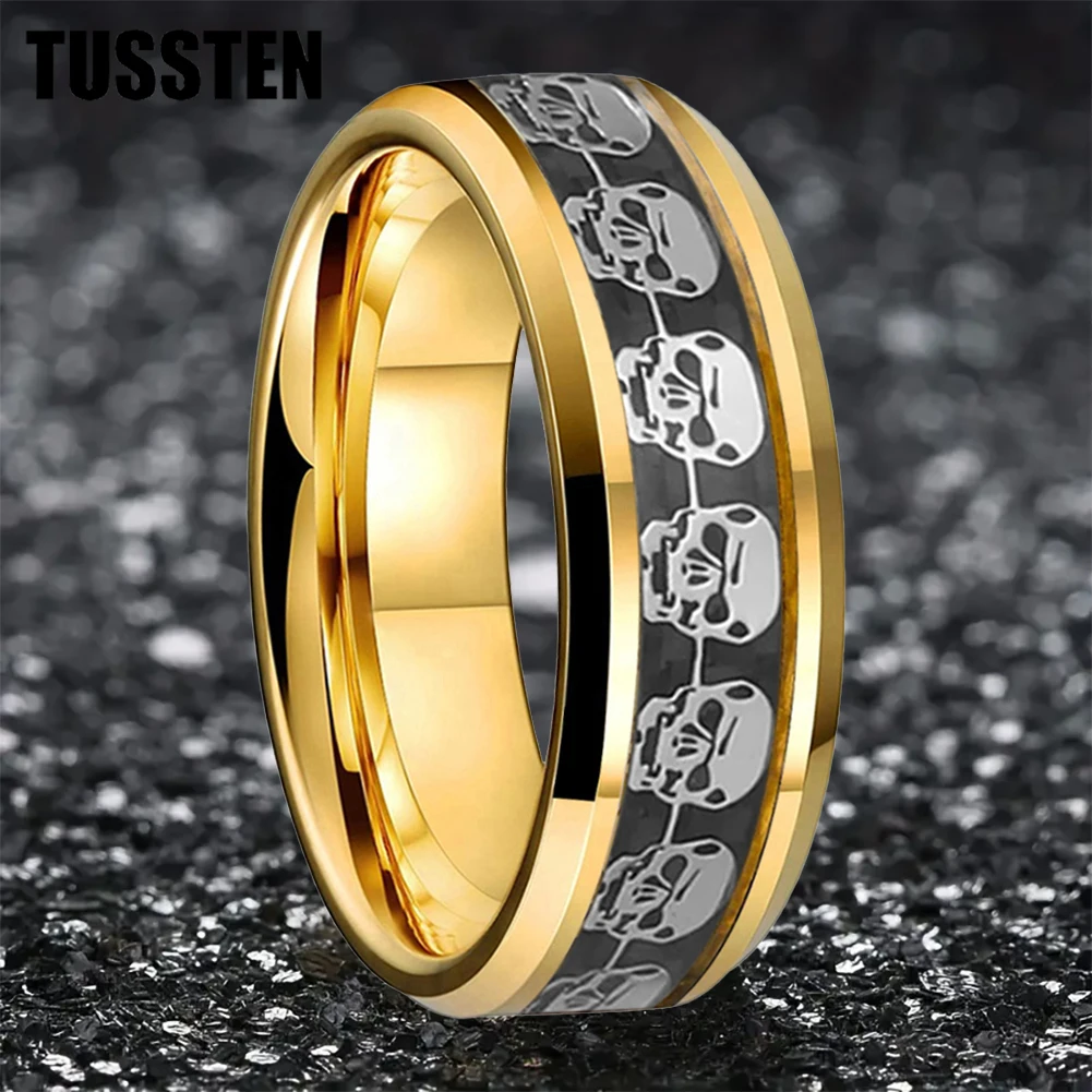 TUSSTEN 8MM Retro Fashion Men's Skull Ring Trend Punk Gothic Rock Hip Hop Jewelry Gift Comfortable Fit
