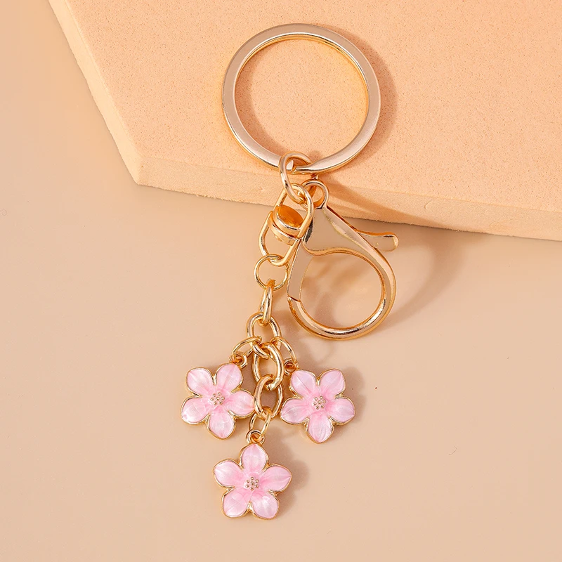Fashion Colorful Flower Keychain for Women Men Car Key Handbag Purse Pendant Keyrings Accessories DIY Jewelry Gifts