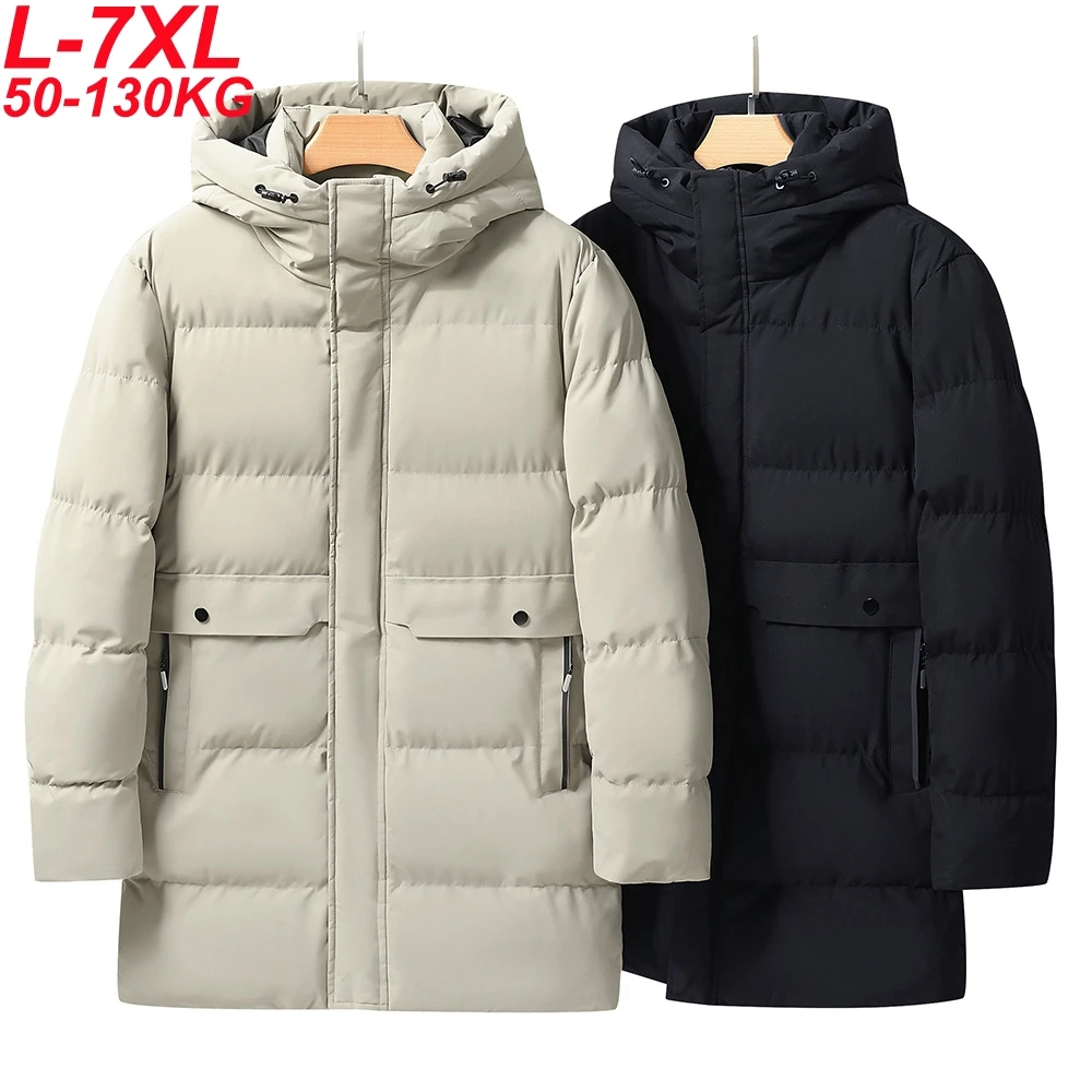 Plus Size 7xl Parka Men Waterproof Graphene Liner Winter Warm Thick Cotton Padded Long Jacket Windbreaker Outerwear Thermal Coat