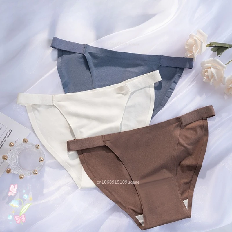 

Бесшовное нижнее белье с высоким разрезом, женское нижнее белье из ледяного шелка, удобные брюки из чистого хлопка с треугольными чашечками для йоги, нижнее белье с низкой талией, подтягивающее бедра
