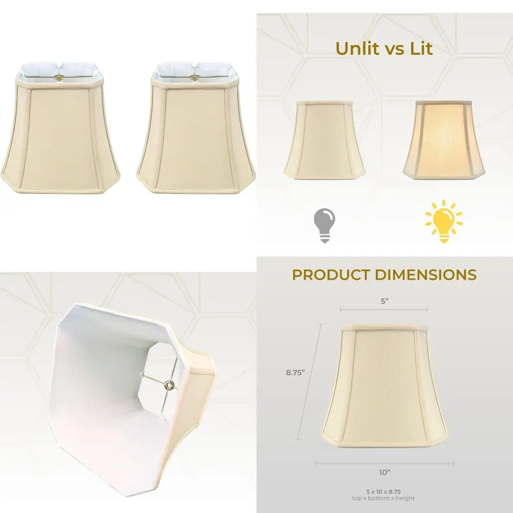 

Square Cut Corner Bell Basic Lamp Shades, Beige, 5x10x8.75, 2-Pack, Large Size, Set of Two