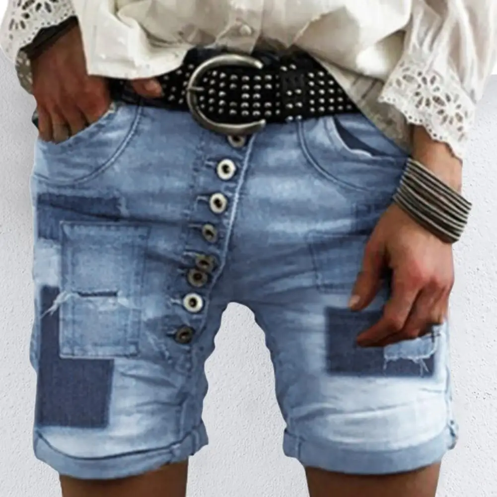 New Women Fashion Ripped Rolled Denim Shorts Vintage Summer High Waisted Hotpants Casual Pockets Ladies Jean Shorts шорты