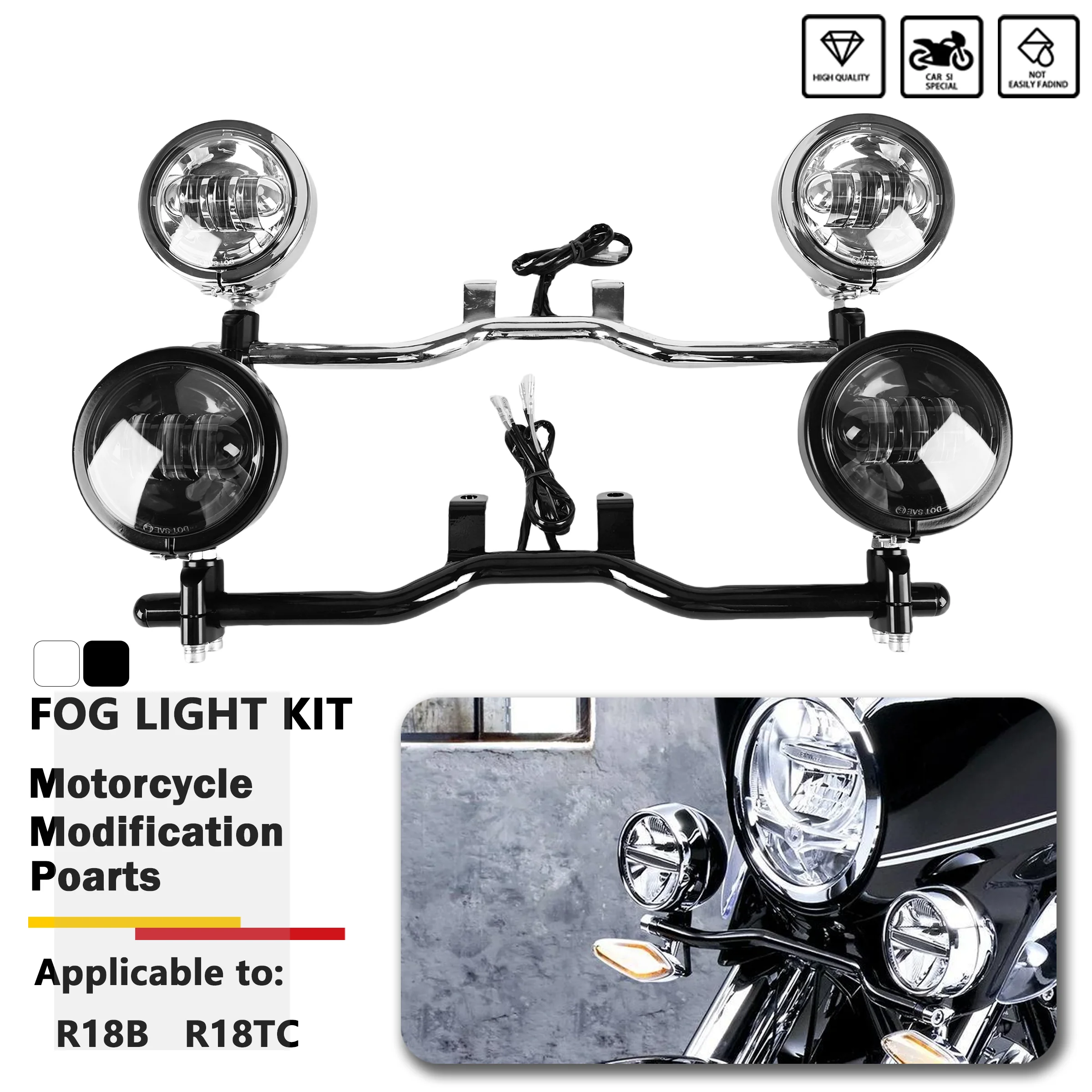 

Fits For BMW R 18 B R18B R18 Transcontinental E9 Mark Fog Lights Bracket Kit 4.5inch LED Auxillary Headlight With Holde2021-