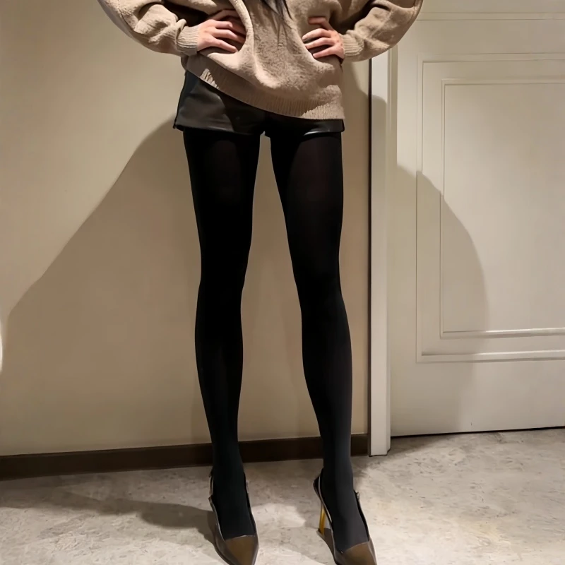 

80D Wine Red Velvet Tights Women Spring Autumn Leg Warmers High Elasticity Skinny Leg Pantyhose