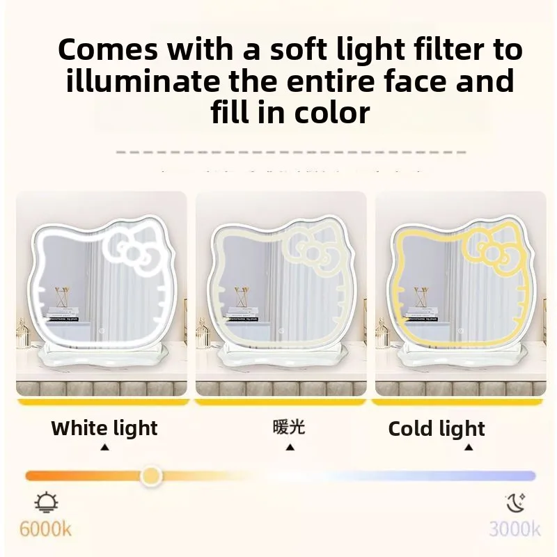 Make-upspiegel met lamp Meisjesslaapkamer Desktop Schoonheidsspiegel Smart Led Dressoir Dressing Spiegel Make-upspiegel Compacte spiegel