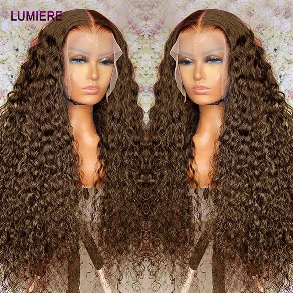 الشوكولاته البني المياه العميقة مجعد موجة الشعر البشري حزم 100% الخام شعر بشري لعذراء حزمة صفقة وصلات شعر لحمة مزدوجة 18A