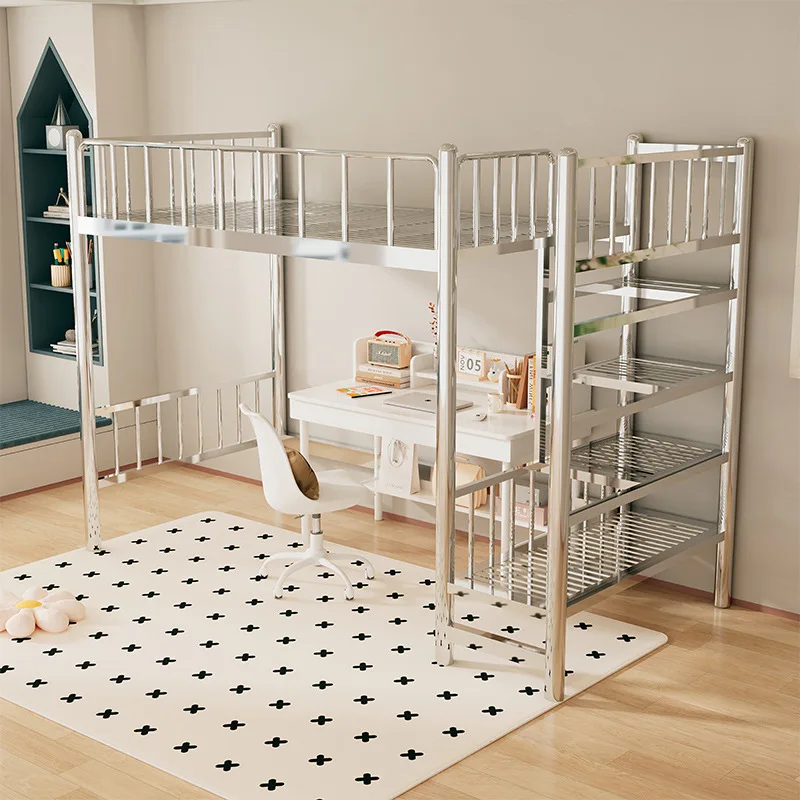 

Stainless steel bunk bed small apartment combination household duplex second floor elevated single