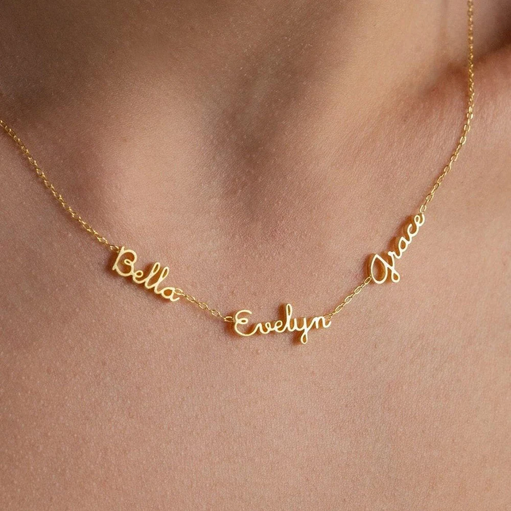 Dainty Name Necklace Caitlyn Minimalist Multiple Name Necklace Personalized Family Necklace Name Jewelry Grandma Gift Christmas