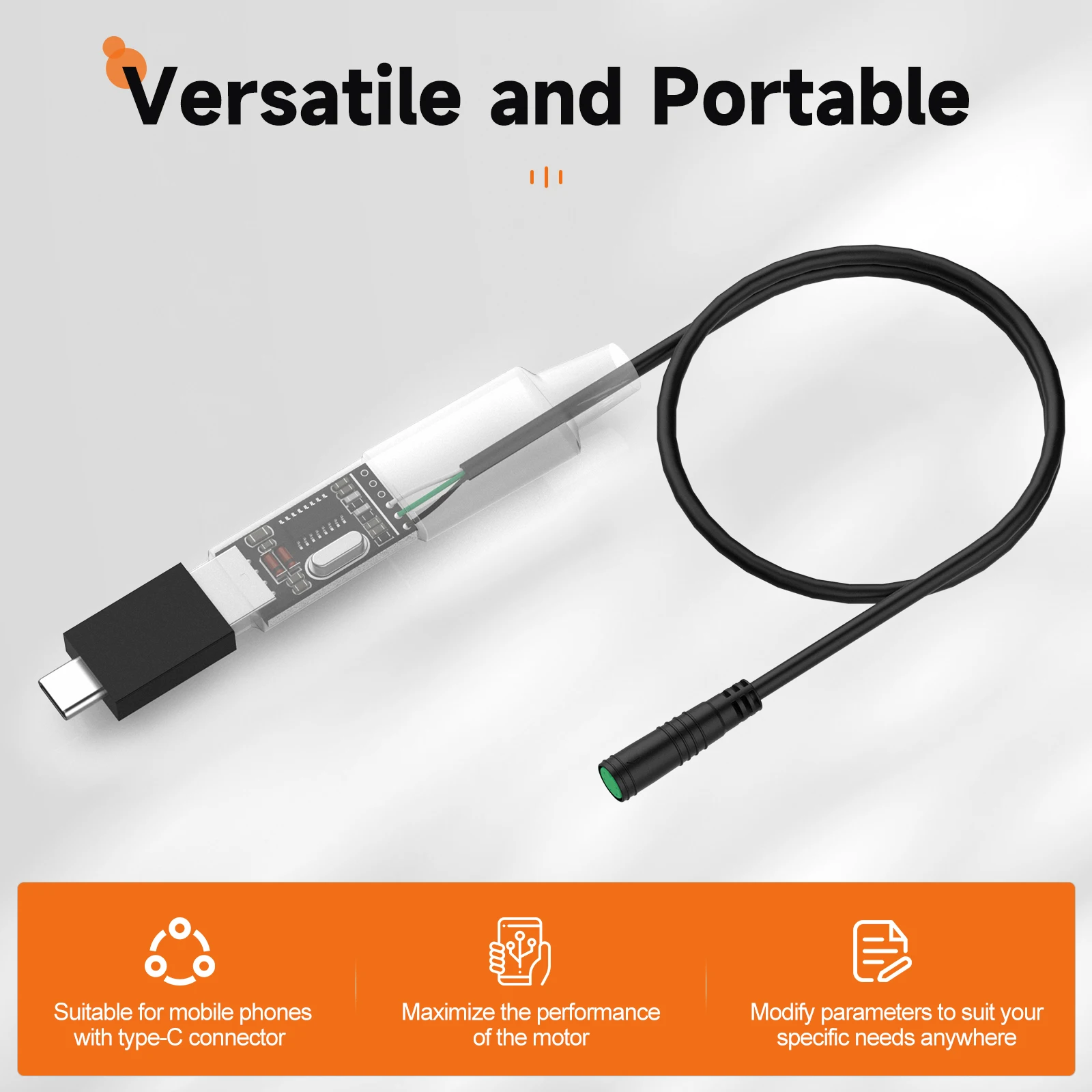 OTG-USB-USB-Programmierkabel für Bafang Mid Drive Kit BBS01 BBS02B BBSHD zur Änderung der PAS-Geschwindigkeitsparameter 43,3 Zoll Länge – Detail 2