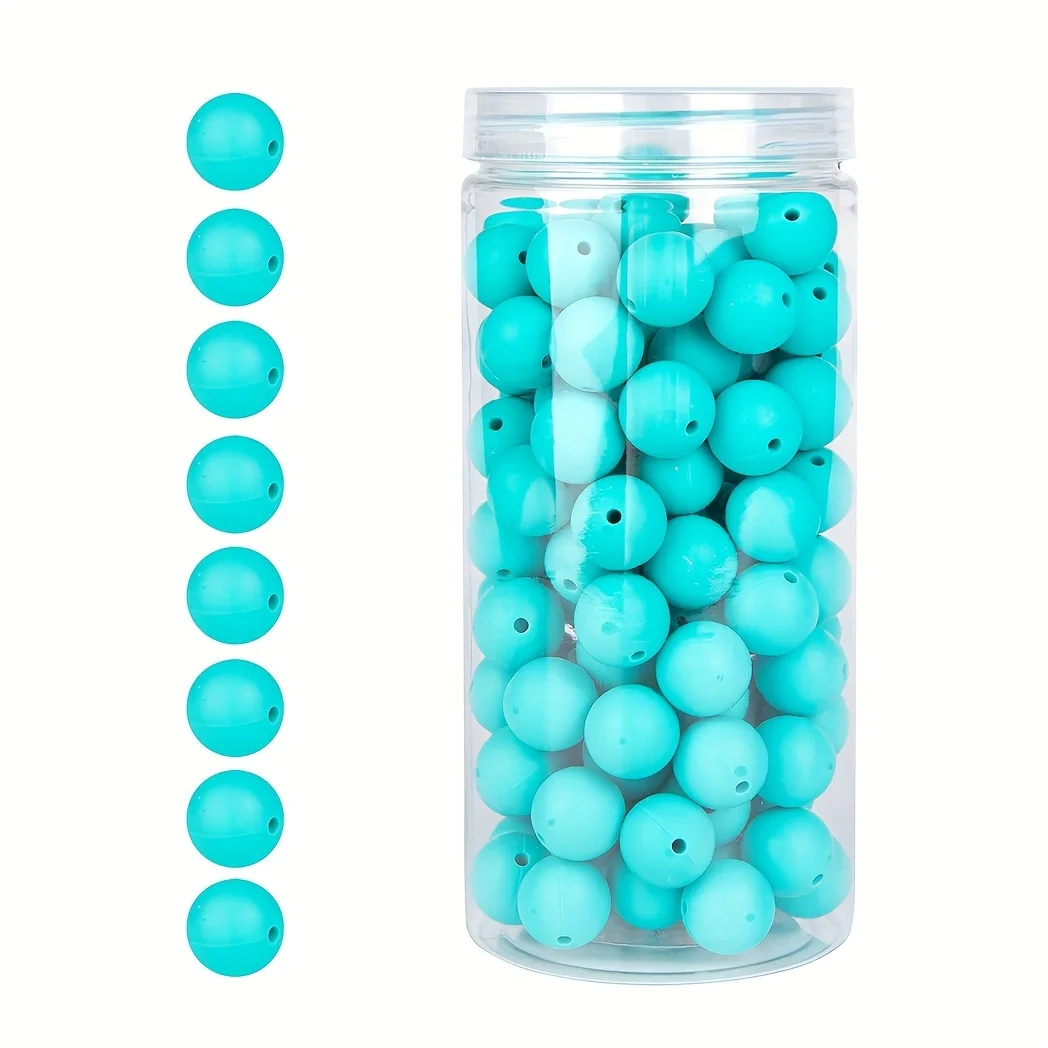 100 Stück/Box 12/15 mm Silikonperlen-Set für Schlüsselanhänger, Halskette, Armband, Umhängeband, Herstellung von runden Gummi-Silikon-Fokalperlen – Detail 19