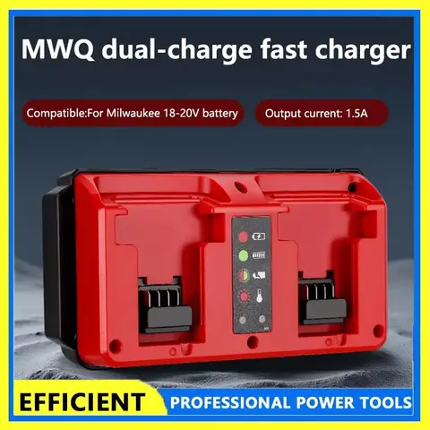 สำหรับเครื่องชาร์จแบบพกพา MilwaukeeNEW รุ่นสองพอร์ต 18V-20V สำหรับแบตเตอรี่ลิเธียมแบบชาร์จได้ รุ่น 48-11-1815 48-11-1820 48-11-1830 เครื่องชาร์จเร็ว
